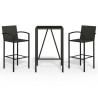 Ensemble de bar de jardin 3 pcs noir résine tressée 649045649045