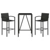 Ensemble de bar de jardin 3 pcs noir résine tressée 649045649045