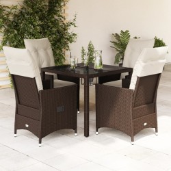 Ensemble à manger de jardin 5 pcs et coussins marron poly rotin 649051649051