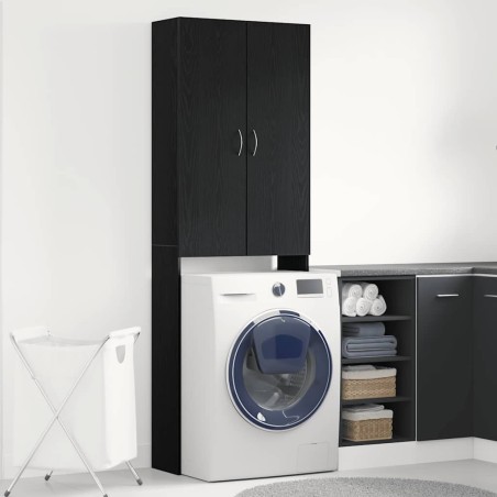 Meuble pour machine à laver en chêne noir 64 x 25,5 x 190 cm 649053649053