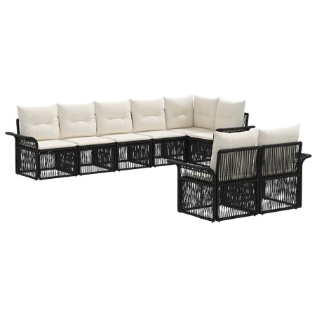 Ensemble de canapé de jardin 8 pcs Noir polyrotin 649054649054
