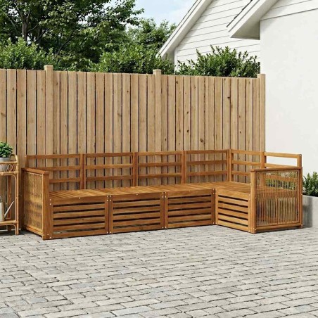 Ensemble de canapé d'angle 4 pcs Naturel Bois d'Acacia Massif 649055649055