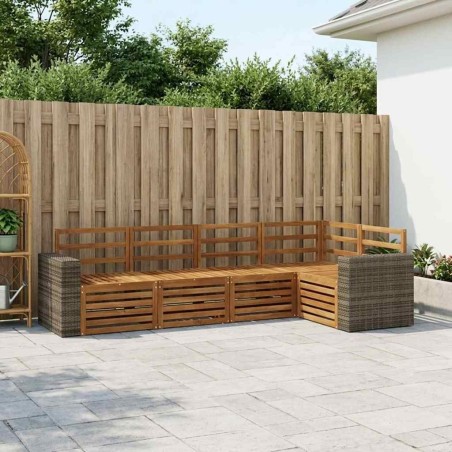 Ensemble de canapé d'angle 5 pcs Naturel Bois d'Acacia Massif 649056649056