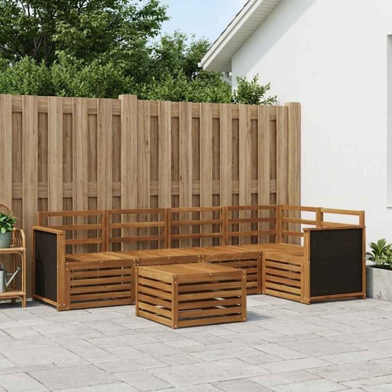 Ensemble de canapé d'angle 5 pcs Naturel Bois d'Acacia Massif 649057649057