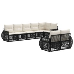Ensemble de canapé de jardin 8 pcs Noir et blanc crème 649059649059