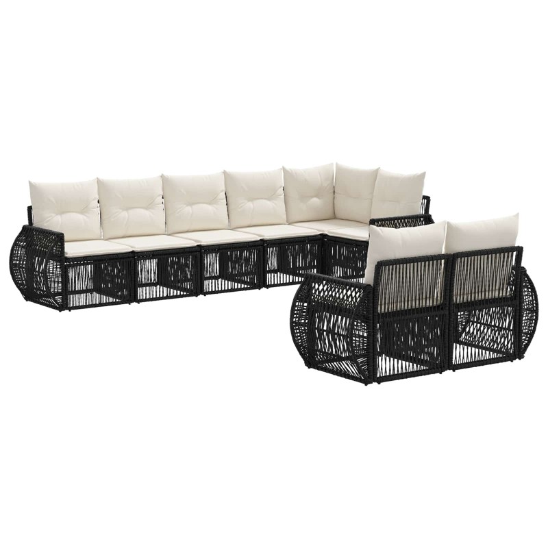 Ensemble de canapé de jardin 8 pcs Noir et blanc crème 649059649059