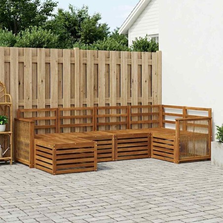 Ensemble de canapé d'angle 5 pcs Naturel Bois d'Acacia Massif 649063649063