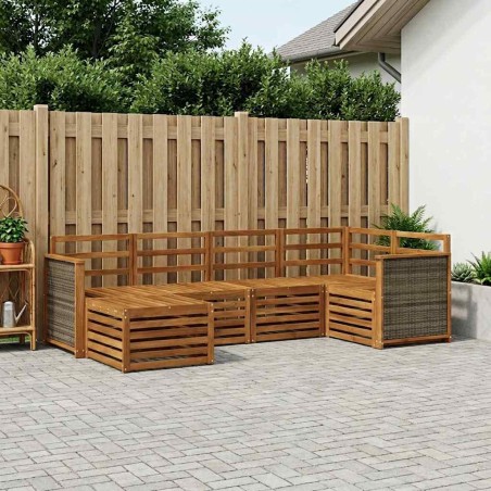 Ensemble de canapé d'angle 5 pcs Naturel Bois d'Acacia Massif 649065649065