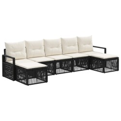 Ensemble de canapé de jardin 7 pcs Noir polyrotin 649072649072
