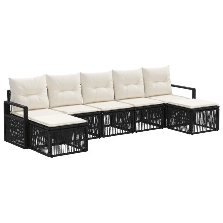 Ensemble de canapé de jardin 7 pcs Noir polyrotin 649072649072