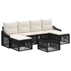 Ensemble de canapé de jardin 7 pcs Noir polyrotin 649073649073