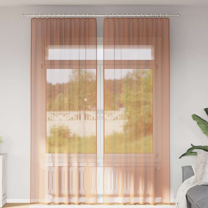 Rideaux en voile à œillets 2 pcs couleur terre cuite 649075649075