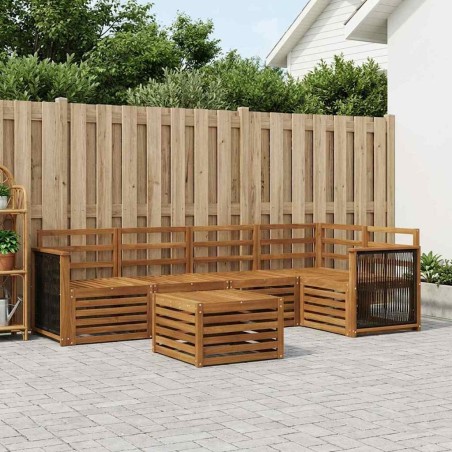 Ensemble de canapé d'angle 5 pcs Naturel Bois d'Acacia Massif 649077649077