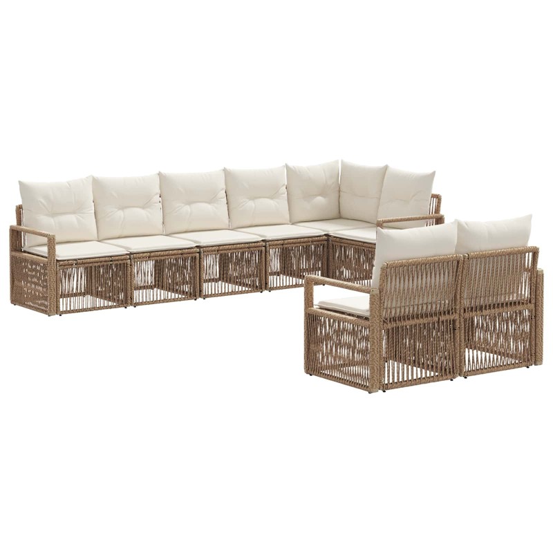 Ensemble de canapé de jardin 8 pcs Beige polyrotin 649078649078