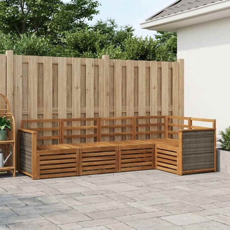 Ensemble de canapé d'angle 4 pcs Naturel Bois d'Acacia Massif 649080649080