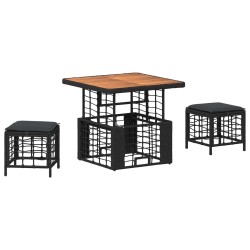 Ensemble de salle à manger pour jardin 3 pcs Noir et gris 649087649087
