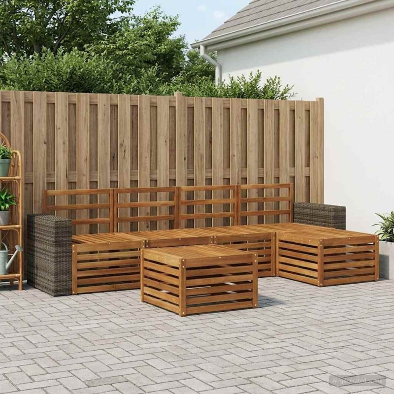 Ensemble de canapés d'extérieur 6 pcs Naturel 649104649104