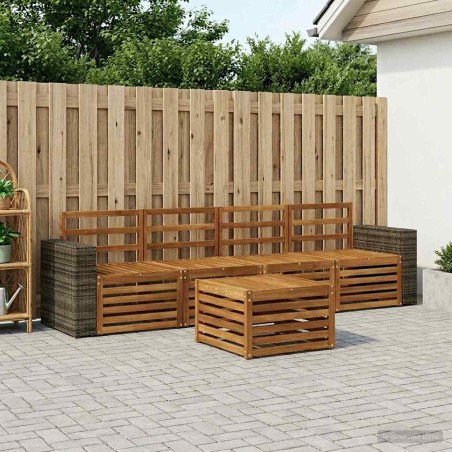 Ensemble de canapés d'extérieur 5 pcs Naturel 649111649111