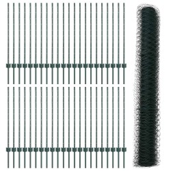 Clôture hexagonale avec poteau 100 x 1 m Acier recouvert de PVC 649114649114