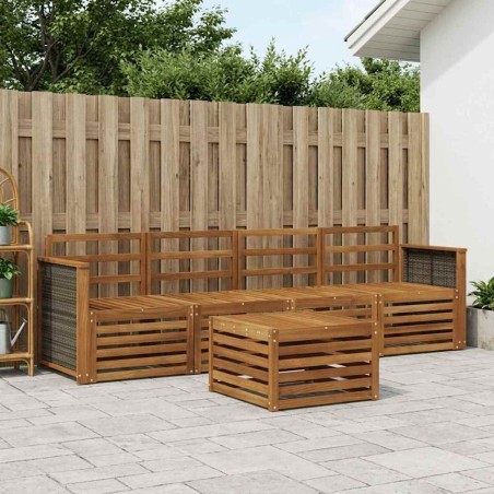 Ensemble de canapés d'extérieur 5 pcs Naturel 649116649116