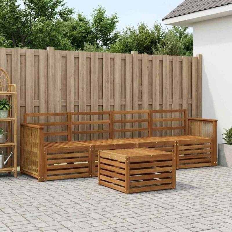 Ensemble de canapés d'extérieur 5 pcs Naturel 649122649122