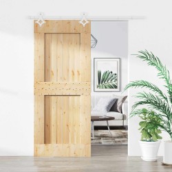 Porte coulissante Naturel et Blanc 90 x 210 cm 649135649135