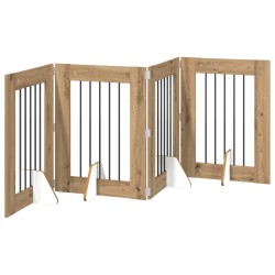 Porte de chien pliable avec supports 4 pcs Chêne artisanal 649149649149
