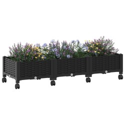 Jardinière avec Roues Noir 120 x 40 x 29 cm PP 649151649151
