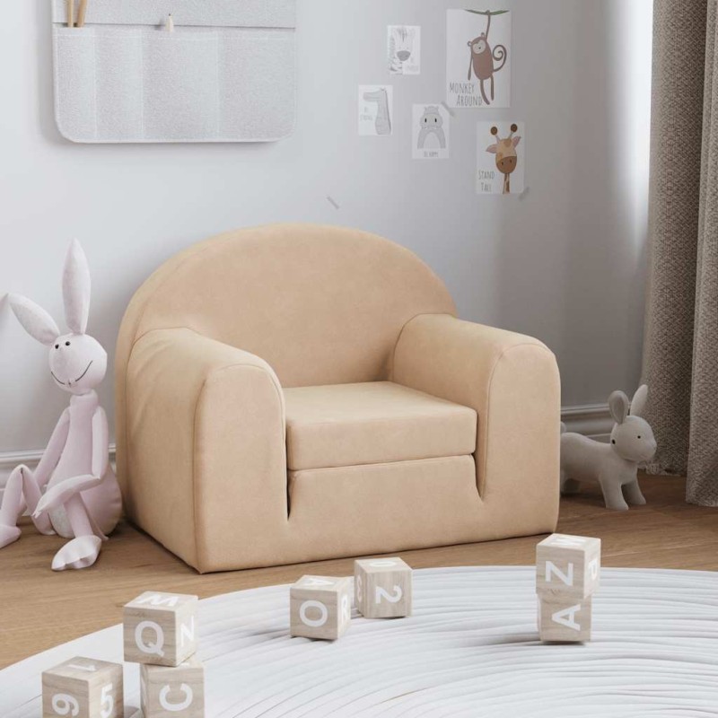 Canapé-lit pour enfants crème peluche douce 649152649152