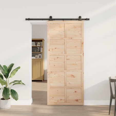 Porte coulissante Naturel 80 x 208 cm Bois de pin massif 649166649166