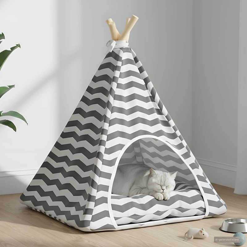 Teepee pour animaux de compagnie avec coussin 50 x 50 x 60 cm 649169649169