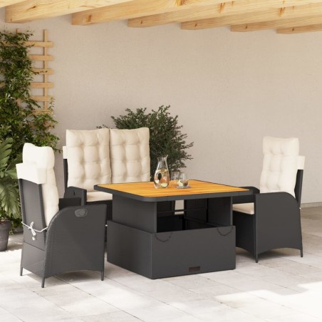 Ensemble à manger de jardin 4 pcs avec coussins noir 649172649172