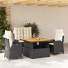 Ensemble à manger de jardin 4 pcs avec coussins noir 649172649172