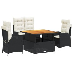 Ensemble à manger de jardin 4 pcs avec coussins noir 649172649172