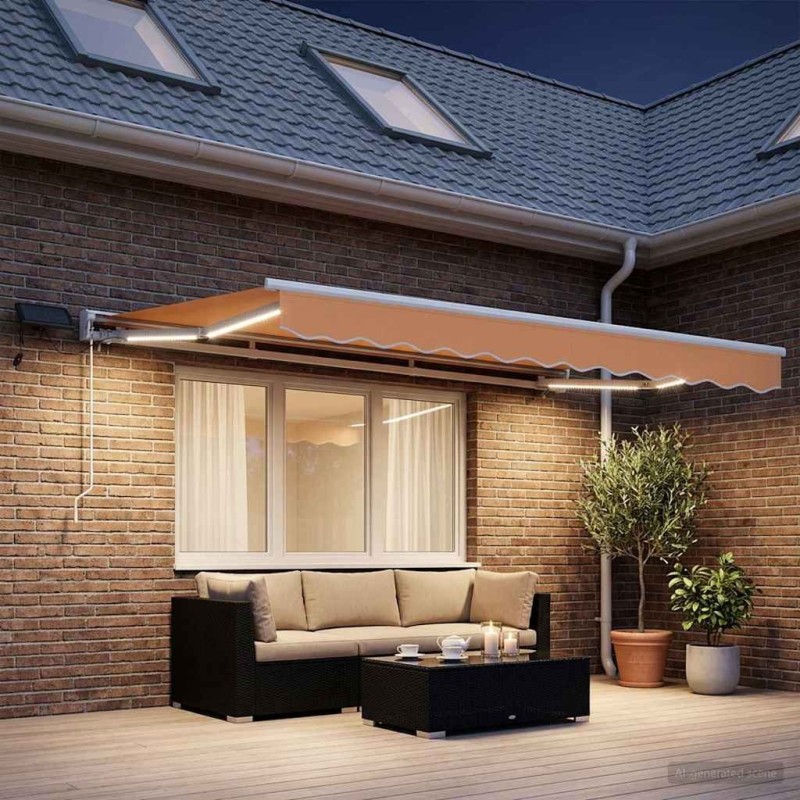 Cadre de store manuel avec LEDs Sable 2,5 x 2 m 649178649178