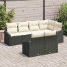 Ensemble de canapé de jardin 7 pcs Noir et Blanc polyrotin 649198649198