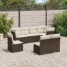 Salon de jardin 8 pcs avec coussins marron résine tressée 649199649199