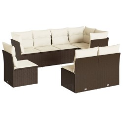 Salon de jardin 8 pcs avec coussins marron résine tressée 649199649199