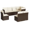 Salon de jardin 8 pcs avec coussins marron résine tressée 649199649199