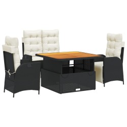 Ensemble à manger de jardin 4 pcs avec coussins noir 649204649204
