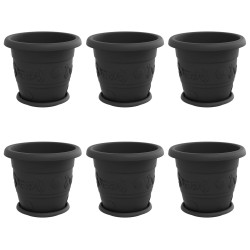 Pots de plantes 6 pcs Noir Ø 30 x 25 cm Plastique 649210649210