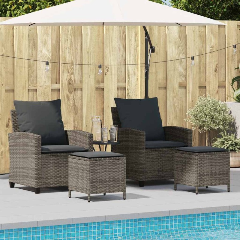Ensemble de canapé de jardin 4 pcs avec coussins gris résine tressée 649215649215