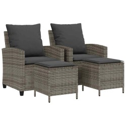 Ensemble de canapé de jardin 4 pcs avec coussins gris résine tressée 649215649215
