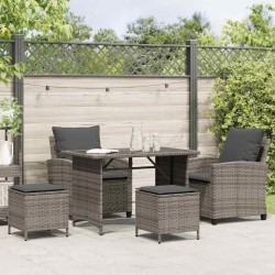 Ensemble de canapé de jardin 4 pcs avec coussins gris résine tressée 649215649215