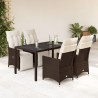 Ensemble de bistro de jardin 5 pcs coussins marron poly rotin 649232649232