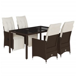 Ensemble de bistro de jardin 5 pcs coussins marron poly rotin 649232649232