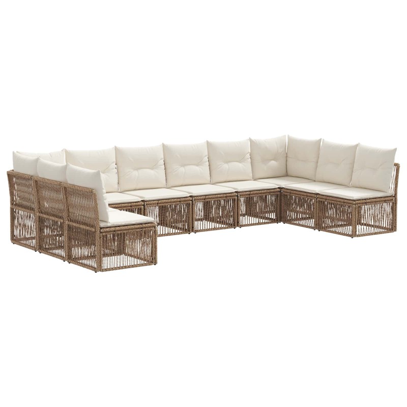 Ensemble de canapé de jardin 10 pcs Beige polyrotin 649246649246