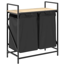 Panier à linge à 2 compartiments avec étagère chêne Sonoma 649251649251