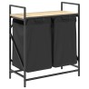 Panier à linge à 2 compartiments avec étagère chêne Sonoma 649251649251