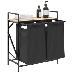 Panier à linge à 2 compartiments avec étagère chêne Sonoma 649251649251